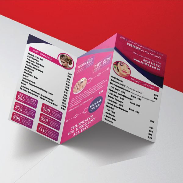 Restaurant Dine in Menu